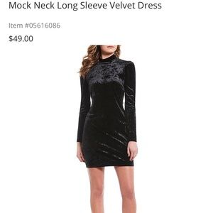 Black mock neck velvet dress
